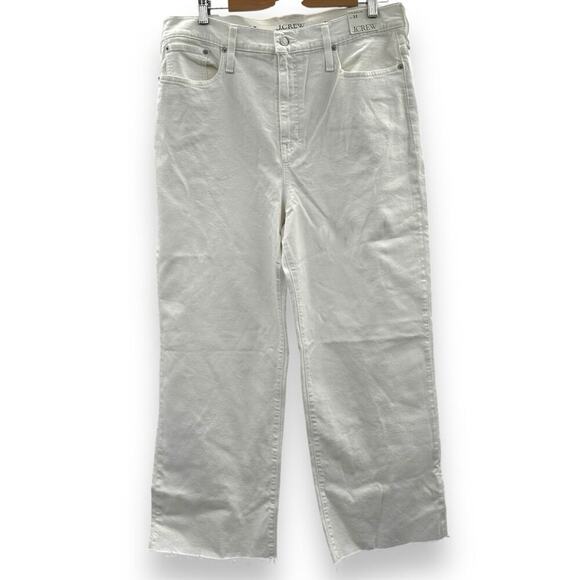 J. Crew Slim Wide-Leg High Rise Raw Hem Jeans in White Wash‎ Sz 32 NEW - Picture 3 of 15